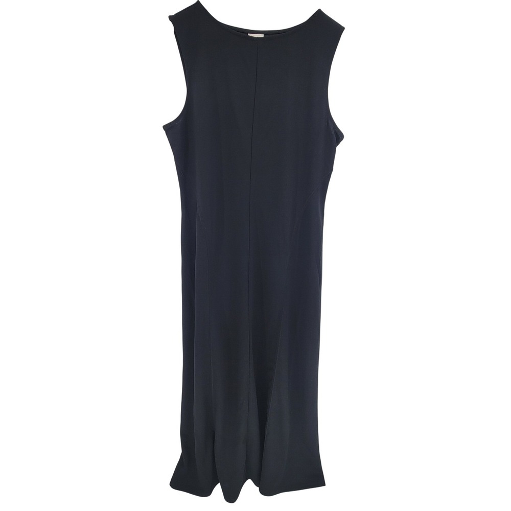 A New Day Black Sleeveless Midi Dress Size M Round Neck Stretch Jersey Paneled